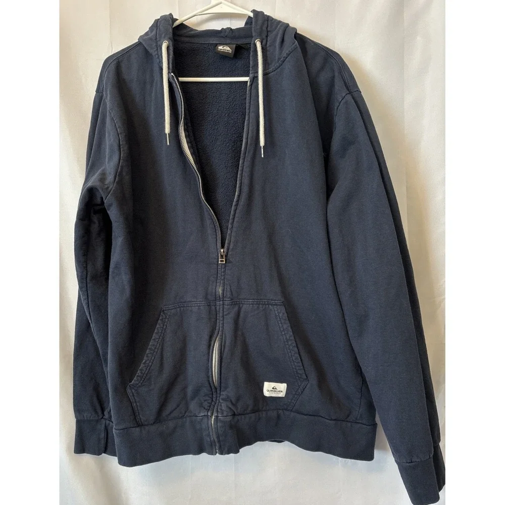 Y2k Quiksilver Zip Up Blue‎ Hoodie Size XXLarge
